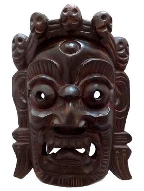 Mascara em madeira tibet mahakala